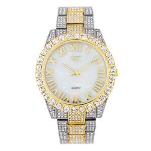 Iced Out Two Tone White Face CZ Watch | Hip Hop